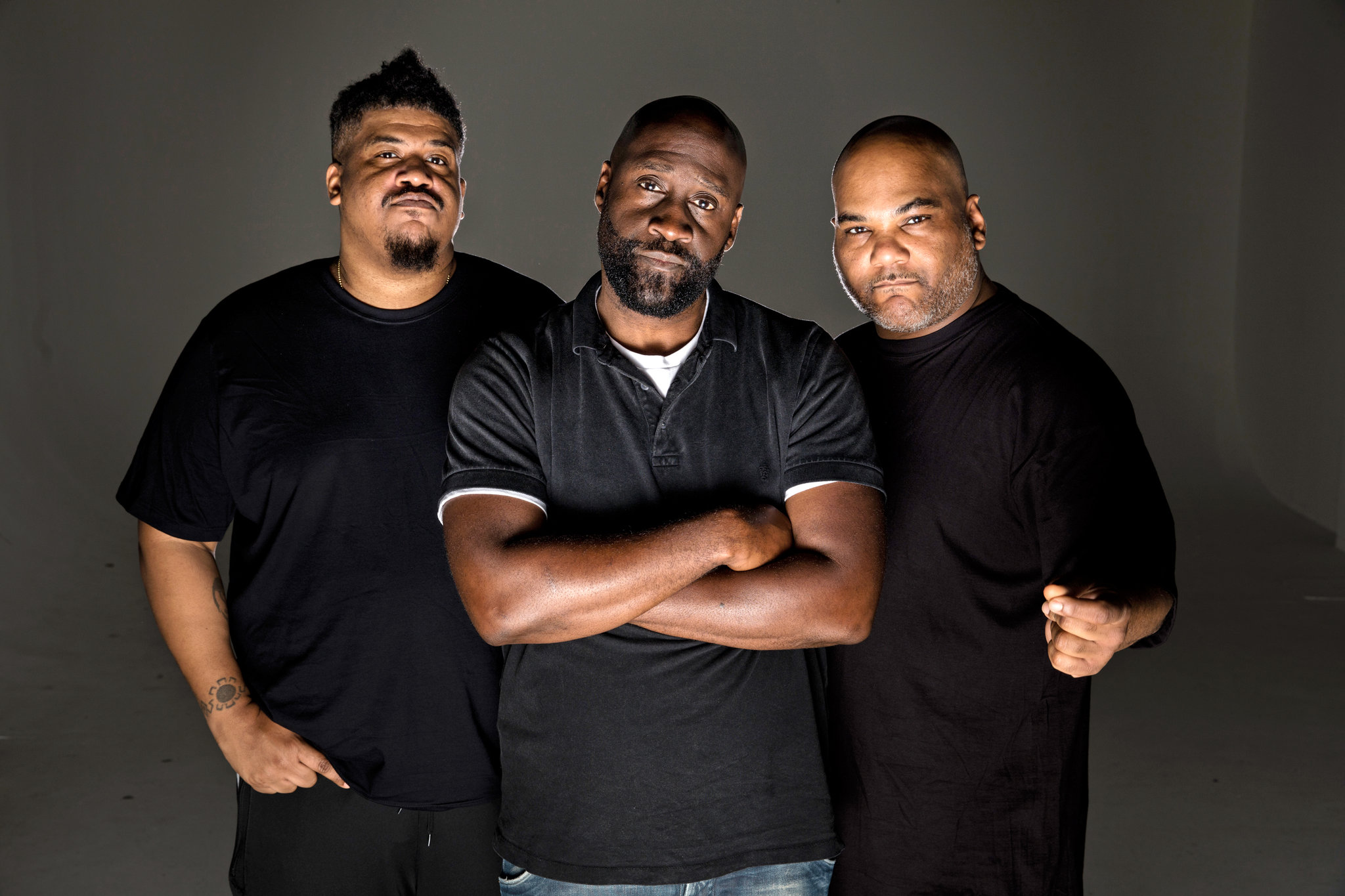 From left, David Jolicoeur, Kelvin Mercer and Vincent Mason of the pioneering hip-hop group De La Soul.Credit...Tony Cenicola/The New York Times