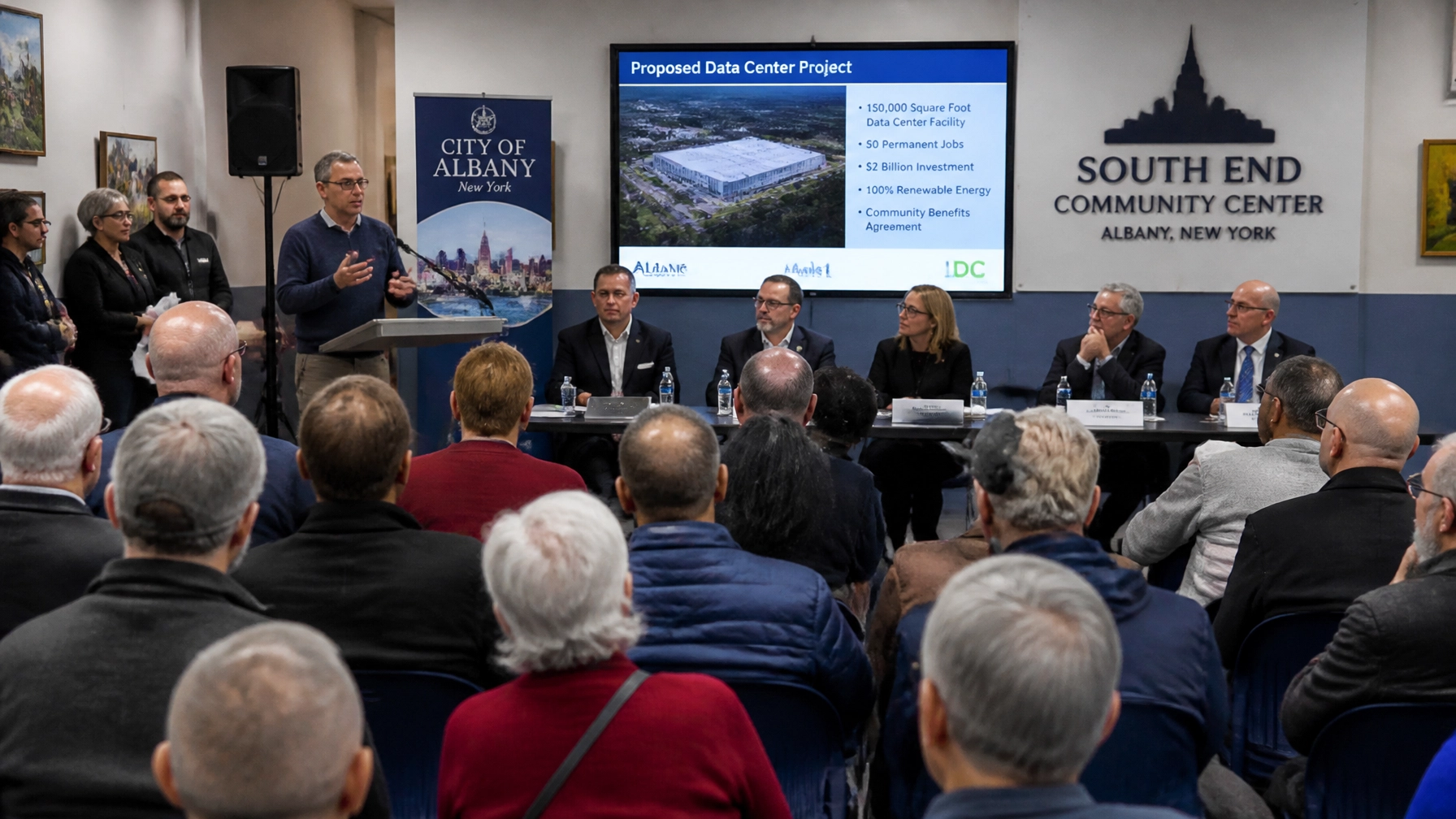 Kenwood Data Center Developers Face Community Pushback at Albany Public Meeting